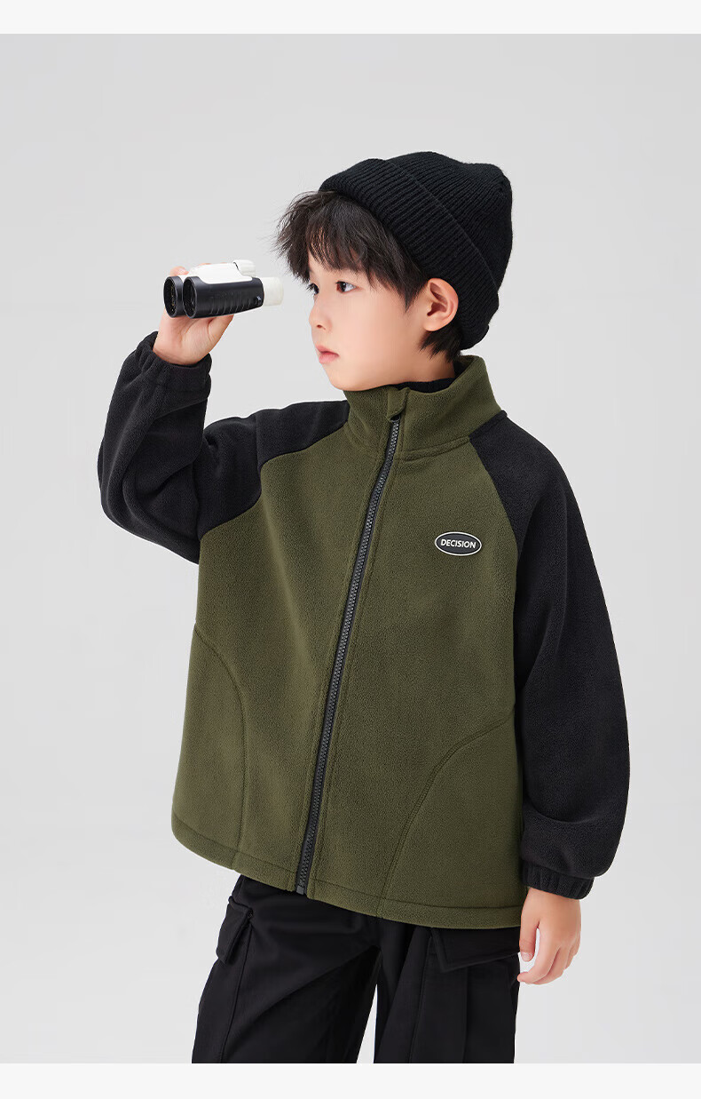 Zuo Xi Boys' Kids' Jacket Autumn 2025 New Double-Sided Fleece Warm Winter Coat Black 130 3